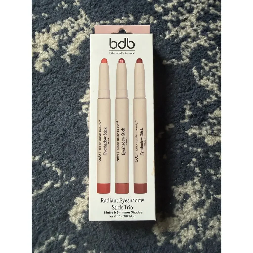NIB BDB BILLION DOLLAR BEAUTY RADIANT EYESHADOW STICK TRIO(matte&shimmer shades)
